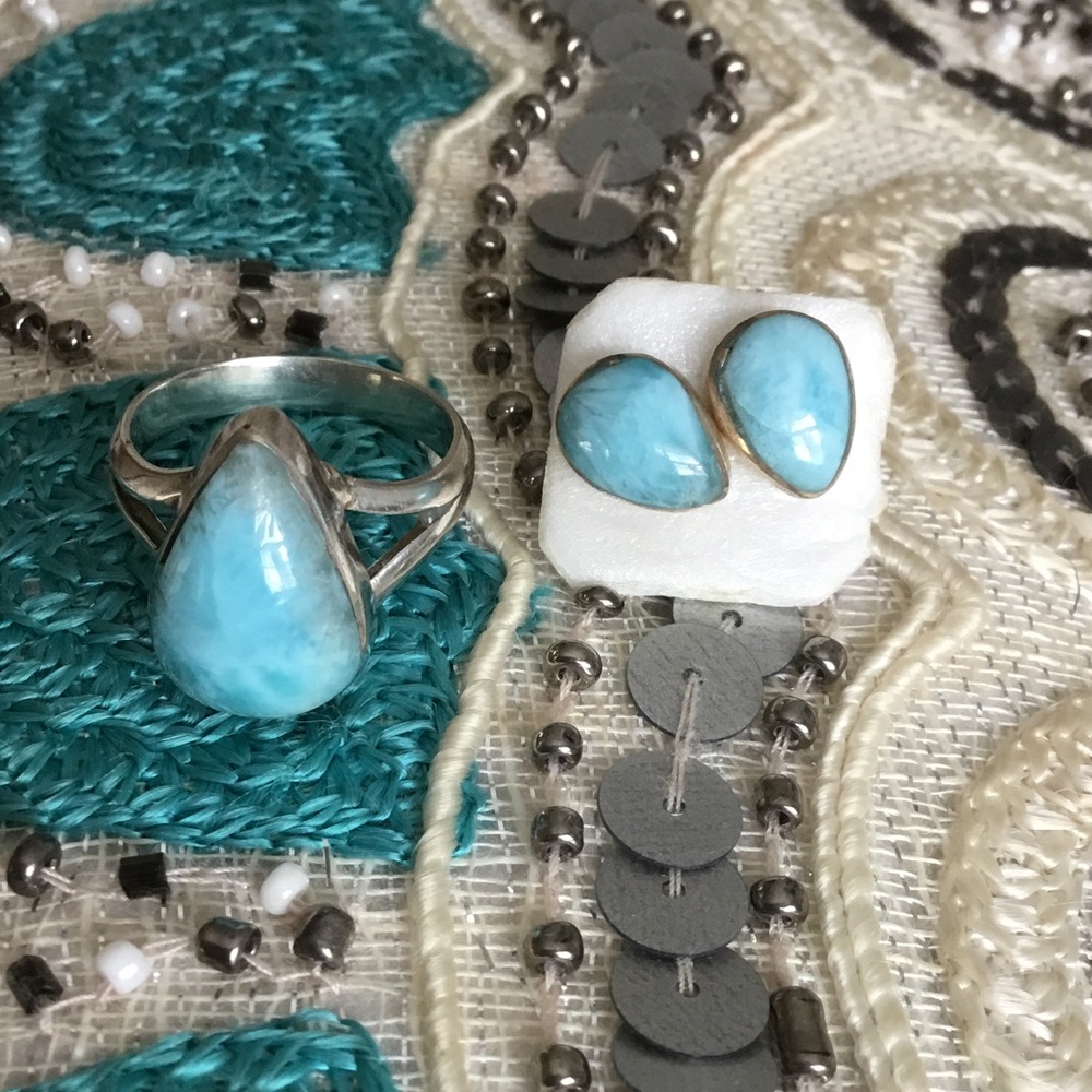 Larimar ring/earrings